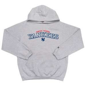 New York Yankees Mlb Goalie Hooded Sweatshirt (Gray) (Large) (Full 