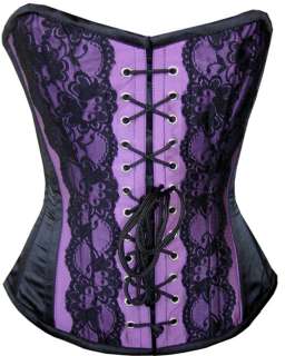 Sexy Purple Corset Bustier G String skirts Lingeri S XL  