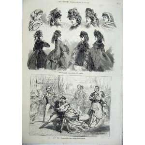    1871 Paris Fashion Head Dress Mantles Globe Theatre