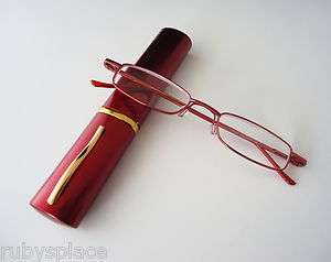 50 Reading Glasses Spring Hinges Brick Red Tube  