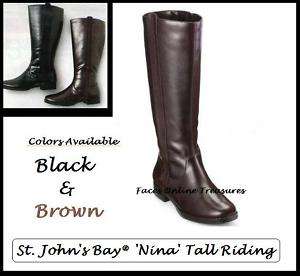 St. Johns Bay Tall Riding Boot   Black Brown 6.5 7 8 9  