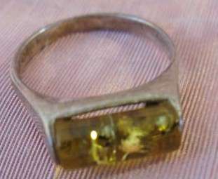 VTG ROUNDED AMBER & 925 STERLING RING WOMENS SIZE 8 1/2  