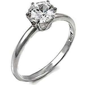   Solitaire Silver Cubic Zirconia CZ Round Promise Engagement Ring sz 4