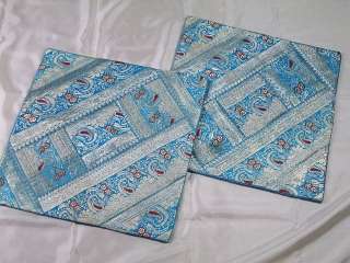 Blue Vintage Zari Brocade Ethnic Decor Pillow Covers  