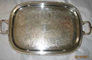   SHERIDAN SILVER CO. SILVER PLATE PLATTER SERVING TRAY SILVER ON COPPER
