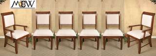 Set 6 Solid Mahogany Cream Upholstered Dining Chairs  