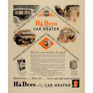  1930 Ad Ha Dees Hot Water Car Heater Electric Control 