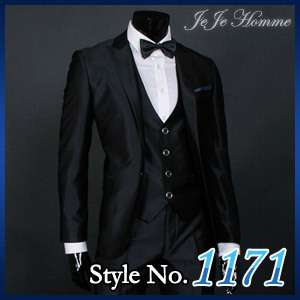 JEJE Slim fit Shiny Black Mens Suit Tuxedo US 38R  