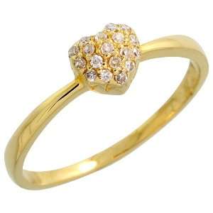 14k Gold Heart Diamond Ring, w/ 0.10 Carat Brilliant Cut Diamonds, 3 