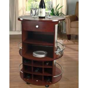 com Rolling Kitchen Island Cart Wine Cabinet Cherry Wood Wine Storage 
