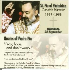  Saint Padre Pio Holy Prayer Card Stigmatist Photo 