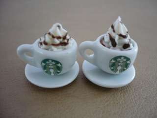 Set of 4 Cups of Cappuccino Starbucks Dollhouse Miniatures Food Supply 