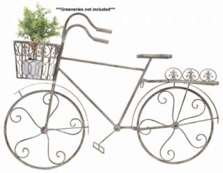 NEW Metal Bicycle Shabby Garden Wall Art bike w shelf & planter basket 