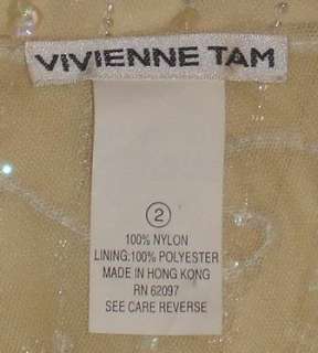 VIVIENNE TAM Ivory Beaded Sequins Flapper Dress Sz 2/L  