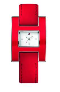 New Tommy Hilfiger 1781156 Red Leather Red Enamel Ladies Watch in 
