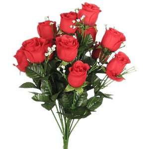  17 Elegant Silk Roses Wedding Bouquet Red #23