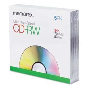 com Memorex 03426   CD RW Discs, 700MB/80min, 24x, w/Slim Jewel Cases 