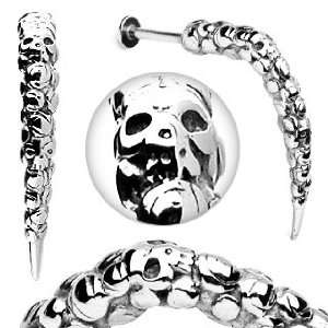 316L Surgical Steel Artistic Skull Carved Long Claw Labret   14G   3/8 