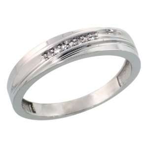 Sterling Silver Mens Diamond Wedding Band Ring 0.04 cttw Brilliant Cut 