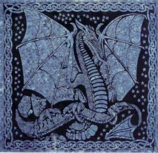 Celtic DRAGON Tapestry Renaissance Fairy Pirate SCA Blu  