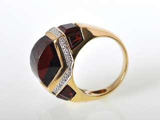 Gadi 18K Yellow Gold Garnet Diamond Domed Ring  