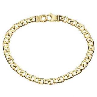   Handmade Link Bracelet 14K Solid Yellow Gold 7mm 8 1/2 inches  
