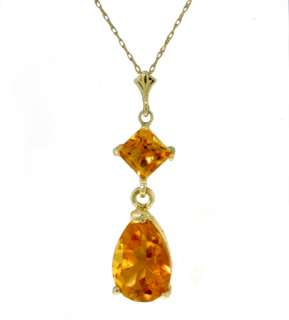 NATURAL CITRINE PENDANT NECKLACE SET IN 14K YELLOW GOLD  