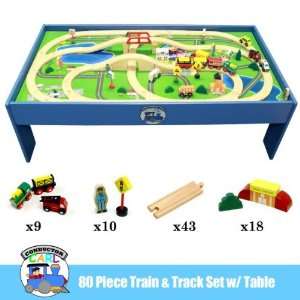    Conductor Carl 80 Piece Wooden Train Set w/ Table 
