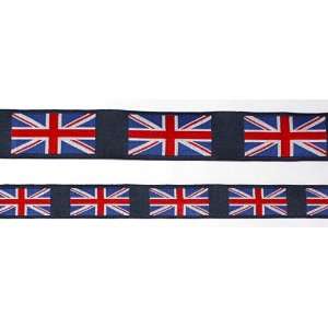  Mini Union Jack Flags Navy Jacquard Ribbon   5/8 Arts 