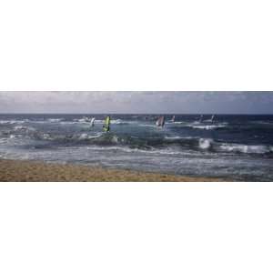  Windsurfing Boards in the Sea, Hookipa Beach Park, Maui 