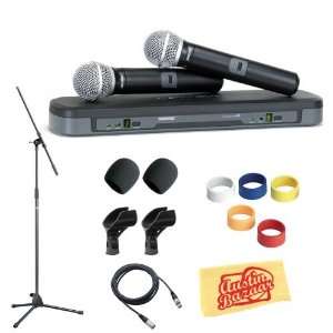  Wireless Microphone System Pack with Mic Stand, XLR Cable, Wireless 