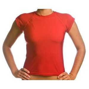  Womens SPF 50+ Red Cap Sleeve Rash Guard Sports 